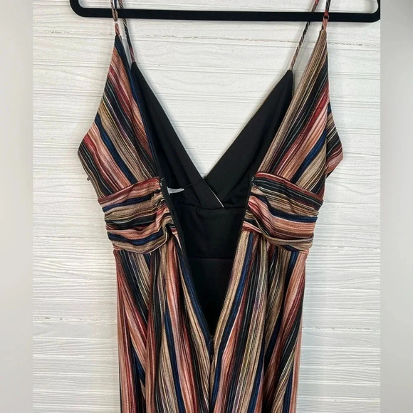 BCBGeneration Multicolored Striped Spaghetti Strap Dress V Neck New Sz 4 - Picture 10 of 16